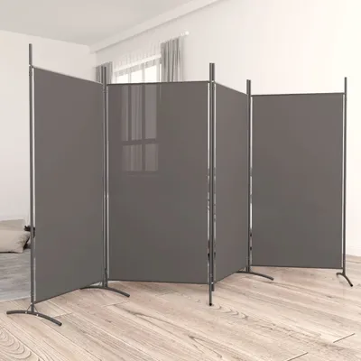 Produktbild von vidaXL 4 tlg. Paravent Anthrazit 346x180 cm Stoff - Raumteiler - Paravent - Raumtrenner - Trennwand