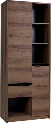 Produktbild von Bücherregal Martin R2D1SZ, Standregal mit Schublade, Bücherschrank mit Regalen (Farbe: Monastery Eiche / Schwarz Hochglanz)