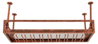 Image de Étagère à vin vintage de style industriel - Étagère à bouteilles et porte-verres de vin à fixation au plafond - Réglable en hauteur de 35 à 55 cm - 100 × 35 cm - Capacité de charge : 50 kg - Fer - Marron