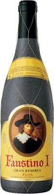 A bottle of wine with a portrait on the label.