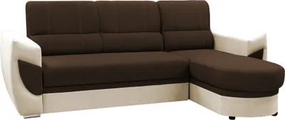 Produktbild von Schlafsofa, Ecksofa mit Bettkasten, einzigartige Ottomanenform, L-förmiges Ecksofa, moderne konturierte Armlehnen, elegante Steppung, Ottomane links oder rechts, Lounge-Ecke, Wohnzimmer, Schlafzimmer, Gästezimmer, Wohnzimmer, Couchgarnitur - Ecksofa TIMO Braun + Beige Bahama 08 + Soft 33 (Rechts)