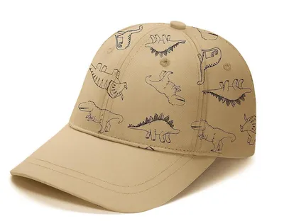 Zdjęcie produktu dla Czapka baseballowa dla dzieci z ochroną UV i motywem dinozaura, kolor khaki, rozmiar M