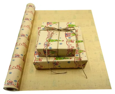 Geschenkpapierrolle 60 cm x 12 m, Weihnachts-Kraftpapier