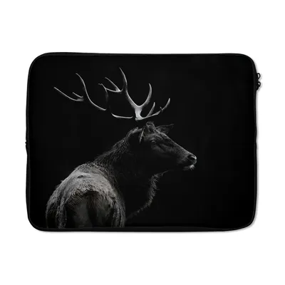 Produktbild von MuchoWow® Laptop Hülle 15 Zoll Hirsch - Schwarz - Porträt - Geweih - Tiere Laptoptasche - Laptoptasche - Sleeve - Rundum-Schutz