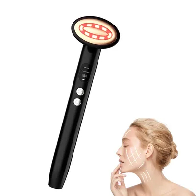 Produktbild von Gesichtsmassagegerät, Lichttherapie-Stab, Rotlichttherapie für Gesicht und Hals, 9-in-1 LED-Gesichtsformer, Verjüngungs- und Augenmassagegerät