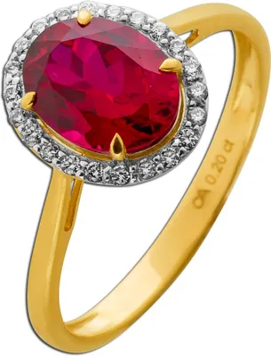 Produktbild von Rubin Ring Gold 333 8K Labor Rubin 1.65ct. Lab Grown Diamanten 0.20ct 19