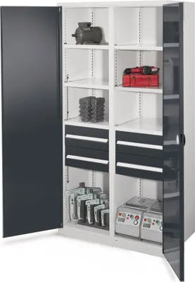 Produktbild von Kappes Schwerlastschränke mit Mitteltrennwand 1950x1000x600mm Doppelwandtüren Modell 52 anthrazitgrau