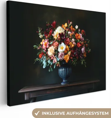 Obrázek produktu pro Obrazy na plátně 80x60 cm - Květiny - Váza, nástěnné umění, dekorace do obývacího pokoje, obraz