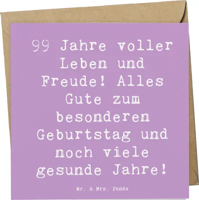 Produktbild von Mr. & Mrs. Panda Grußkarte Spruch 99. Geburtstag - Lavendeltraum - Geschenk, Lebensgeschichten, faltkarte, Glückwunschkarte, herzliche Glückwünsche, Klappkarte, Feier