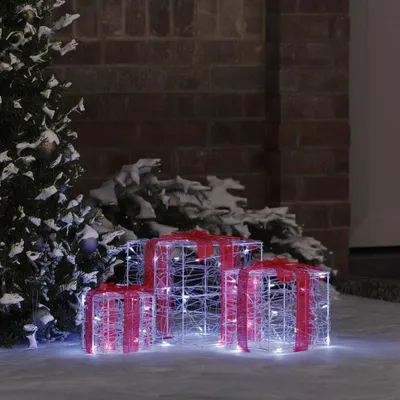 Produktbild von vidaXL Geschenkbox 3 stk. 60 LEDs Kaltweiß 20 x 20 x 20 cm Acryl