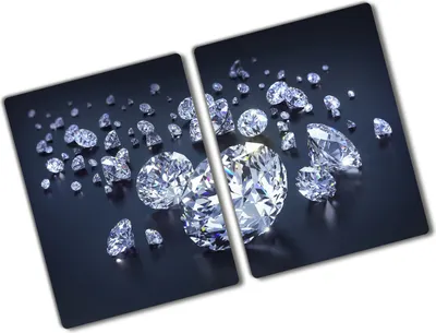 Produktbild von Tulup Glas Herdabdeckplatte - 2x40x52 cm - Glaskeramikkochfeld-Abdeckung Spritzschutz Glasabdeckplatte Kochplattenabdeckung und Schneidebrett - Zweiteilig - Sonstige - Diamanten - Silber