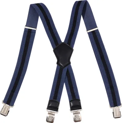 Produktbild von X Form Hosenträger Blau Schwarz Streifen Kornmuster