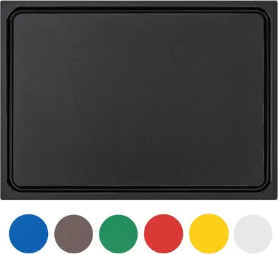 Produktbild von Schneidebrett Kunststoff 35x25x2 cm, schwarz, mit Saftrille, spülmaschinenfest, für Küche