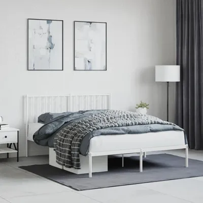 Produktbild von Bettgestell mit Kopfteil Metall Weiß 140x200 cm 374487