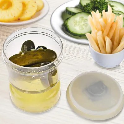 Obrázok produktu pre Uhorka Olive presýpacie hodiny Jar uhorka šťava mokré a suché oddeľovač potravín kontajner so sitkom Flip vzduchotesné veko