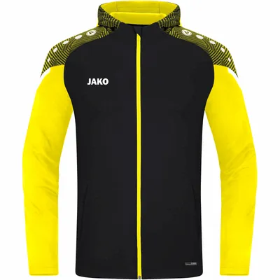 Produktbild von JAKO Damen Kapuzenjacke Performance, Farbe:schwarz/soft yellow, Größe:40