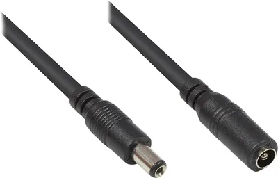 Produktbild von Niedervolt-Verlängerungskabel, 5,5mm x 2,1mm Stecker an Kupplung, schwarz, 10m, Good Connections®