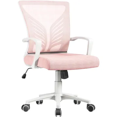 Produktbild von Yaheetech Bürostuhl Schreibtischstuhl mit gepolstertem Sitzkissen & Wippfunktion, Rosa