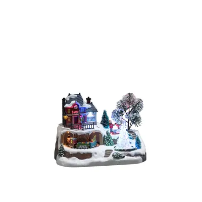 Produktbild von LED Szenerie "Bahnhof mit Kristallweihnachtsbaum" mit Animation und 8 klassischen Weihnachtsliedern, wählbare Energiefunktion, 9 bunte Dioden, 4,5V In