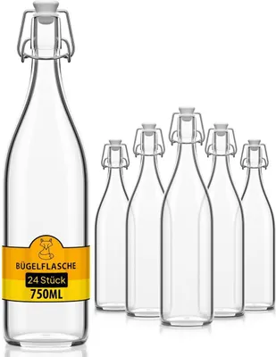 Produktbild von 24x Glasflasche 750ml Flaschen zum Befüllen Einmachgläser Bügelverschluss leere Flaschen Bügelflaschen Schnapsflaschen Likörflaschen Saftflaschen