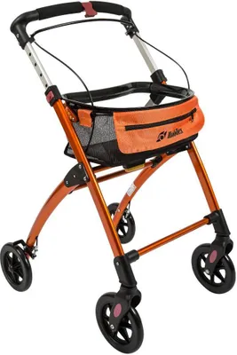 Produktbild von Mobilex Indoor Rollator Jaguar, schmal mit Tablett, Leichtgewicht Wohnungsrollator faltbar, Heimrollator, bis 100 kg, Orange