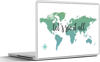 Produktbild von MuchoWow® Laptop Aufkleber Sticker Cover Weltkarte - Grün - Zitat - Kinder - Jungen - Mädchen 30x22 cm - Laptop-Sticker