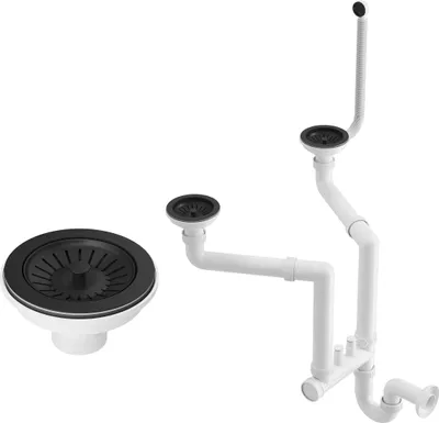 Produktbild von Siphon Für Doppelwaschbecken Schwarz Wand Manueller Siphon G