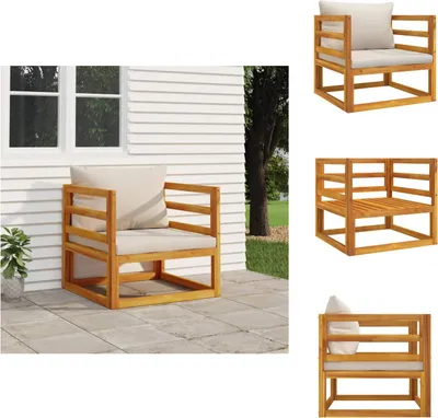 Produktbild von vidaXL Gartensessel mit Hellgrauen Kissen Massivholz Akazie -  Gartensofaelemente