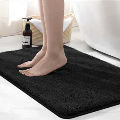 Productafbeelding van Badmat van microvezel, super absorberend, 50 x 80 cm, zwart, 2 cm dik