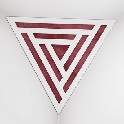 Zdjęcie produktu dla Zestaw 2 sztuk – pochłaniacz basów do narożników sufitu „Triangle-F“ | Pianka akustyczna w kształcie piramidy z laminowaną płytą HDF i obiciem z tkaniny [SCIFI-biały|bordowy]