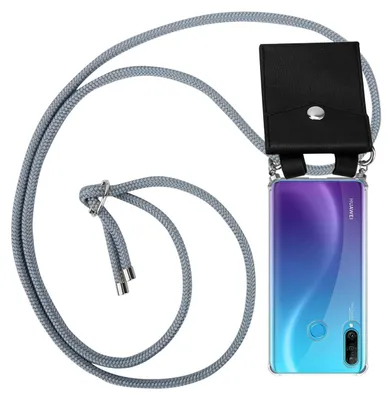 Produktbild von Cadorabo Schutzhülle für Huawei P30 LITE Hülle in Grau Handy Kette Kordel abnehmbares Etui