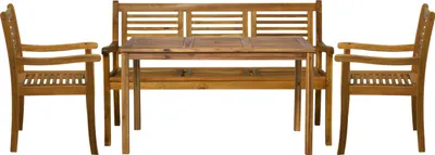 Produktbild von Möbilia 4-tlg. Garten-Sitzgruppe | 1 Tisch, 2 Armlehnstühle, 1 Bank | Akazie-Holz natur | 31020022 | Serie GARTEN