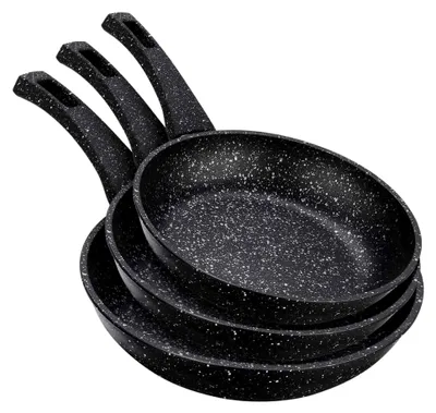 Produktbild von Bratpfannen Set 3-teilig Induktion Aluminium Schwarz mit Softgriff