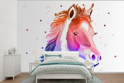 Produktbild von Fotobanner - Pferd - Rosa - Schwarz - Mädchen - Kinder - Mädchen - Breite 360 cm x Höhe 240 cm