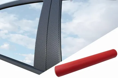 Productafbeelding van Leistenfolie set, mat zwart, geschikt voor diverse voertuigen. Inclusief 6 stuks premium folie voor A-, B- en C-stijlen en deuren