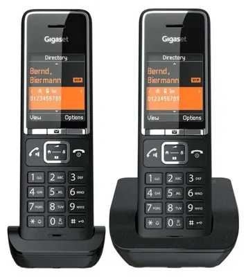 Produktbild von Gigaset COMFORT 550 duo, Analoges Telefon, Kabelloses Mobilteil, Freisprecheinrichtung, 200 Eintragungen, Anrufer-Identifikation, Schwarz