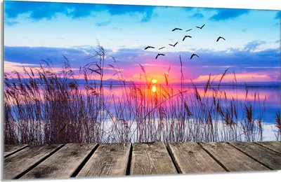 Produktbild von Herdabdeckplatte 80x52cm 1-teilig Glaskeramikkochfeld-Abdeckung Spritzschutz, Landschaft Sonne