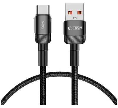 Zdjęcie produktu dla Kabel Tech-Protect UltraBoost Evo, USB-C do USB-C, 100 W, 5 A, 0,5 m, czarny