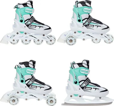 Produktbild von 4in1 Inlineskates/Triskates/Rollschuhe/Schlittschuhe Raven Profession White/Mint 31-35