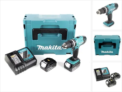 Image de Makita DHP 453 RFJ Perceuse-visseuse à percussion sans fil 18V 42Nm + 2x batterie 3,0Ah + chargeur + Makpac