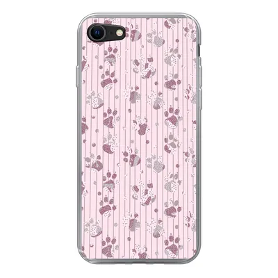 Produktbild von MuchoWow® Handyhülle Schutzhülle Hülle für iPhone SE 2022 Hund - Rosa - Muster - Lila - Mädchen - Kinder - Kinder Silikon Softcase Handy Hülle - Schutzhülle