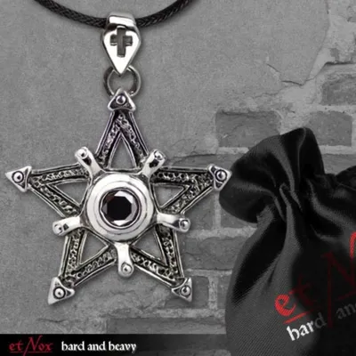 Produktbild von Pentagramm Amulett: Gothic Edelstahl Anhänger mit Band