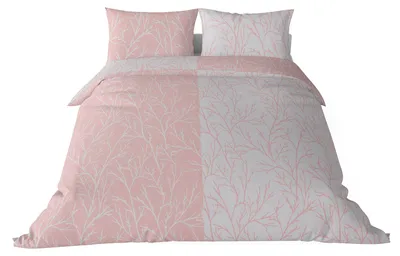 Zdjęcie produktu dla Komplet pościeli dwustronnej Brielle Mako Satin, 100% bawełna, gęstość 220 nici, zamek błyskawiczny, 3-częściowy zestaw: poszwa na kołdrę 200 x 200 cm, poszewki na poduszki 2 x 80 x 80 cm, kolor różowo-szary