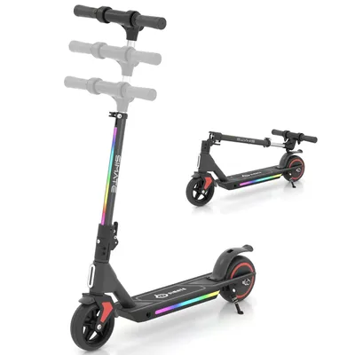 Produktbild von Elektroroller Kinder 3-Fach Höhenverstellbar, Faltbar Elektroscooter, LED Display, Reichweite 5-8KM, 14 km/h, 130W, Pedal Licht – E-Scooter Schwarz