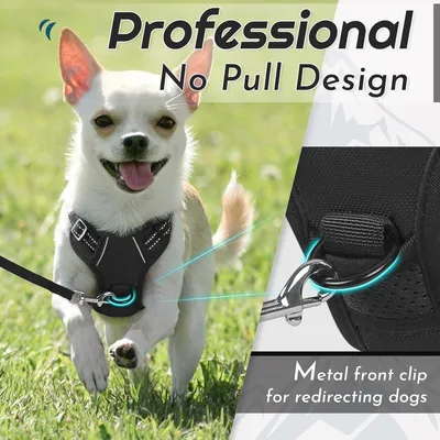 Hundegeschirr No Pull für kleine Hunde - verstellbar, reflektierend und gepolstert, komfortabel und atmungsaktiv – Anti-Trek