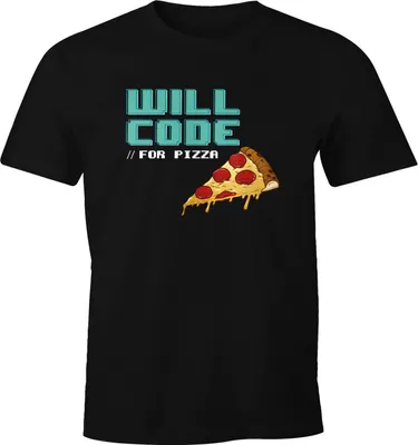 Produktbild von Herren T-Shirt Spruch lustig Programmierer Computer Nerd Witz Pizza Aufdruck Fun-Shirt Moonworks® schwarz XL