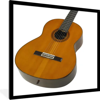 Produktbild von MuchoWow® Gerahmtes Poster Nahaufnahme einer akustischen Gitarre 40x40 cm - Poster mit Schwarzem Bilderrahmen Wandposter Rahmen Foto Bilder - Mit Rahmen - Wanddekoration Schlafzimmer