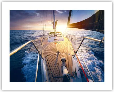 Produktbild von Poster - Poster ohne Rahmen - Segelboot Meer - 50x40 cm - Wand Bild - Wanddeko - Wandbilder - Kunstposter - Wandposter - Bilder - Kunstdruck - Wanddekoration - Wandbild - P2XAA50x40-4076