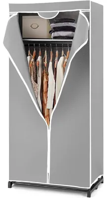 Produktbild von Stoffkleiderschrank KX43973FR mit Kleiderstange und Einlegeboden, grau – N