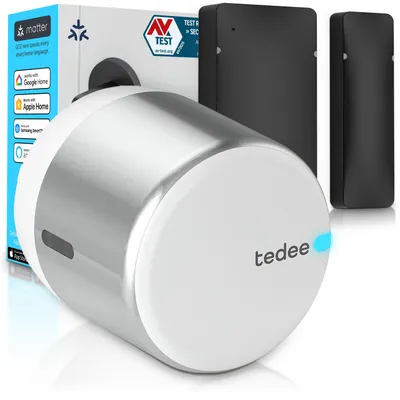 Produktbild von Tedee GO2 Alu Smart Lock Set mit Türsensor – Elektronisches Türschloss, Auto-Lock nur bei geschlossener Tür, Auto-Unlock, Matter, Apple HomeKit